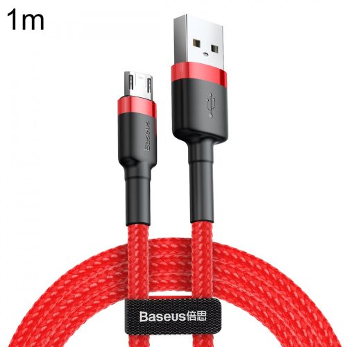 Cavo Micro USB Baseus premium - 1 metro, double-face, ricarica 2,4 Ampere, rivestimento in kevlar - rosso