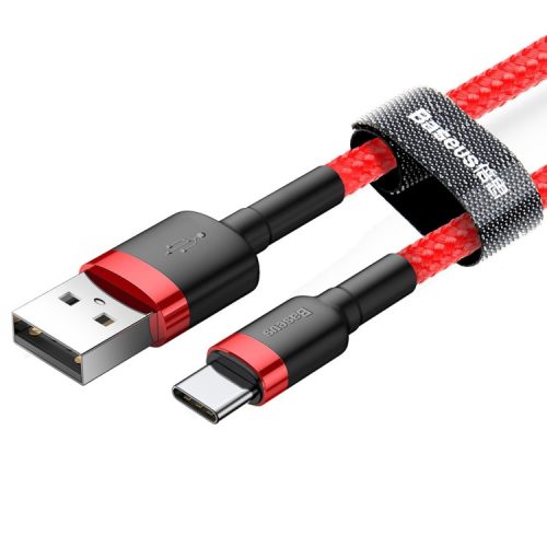 Cavo USB-Type C Baseus premium - 50 cm, ricarica da 3 Amper, cover con perline - Rosso