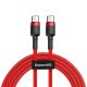 Cavo Baseus da USB da tipo C a tipo C premium - 1 metro, supporto per carica 60 W, copertura in kevlar - Rosso