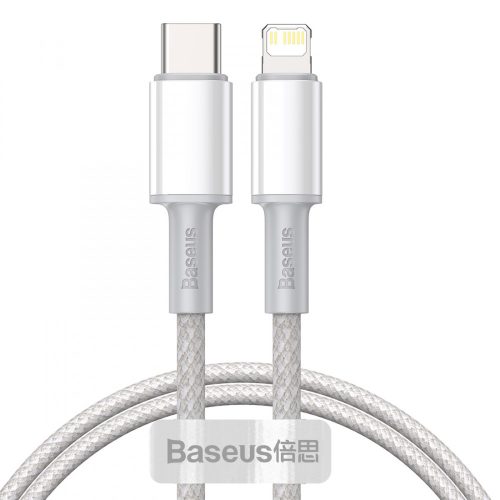 Cavo Baseus premium Type-C - a Lightning (Apple) - 1 metro, ricarica 20 W, copertura in kevlar - Bianco