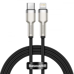   Cavo Baseus premium Type-C - a Lightning (Apple) - Testa di metallo, 1 metro, ricarica 20 W, copertura in kevlar - nero
