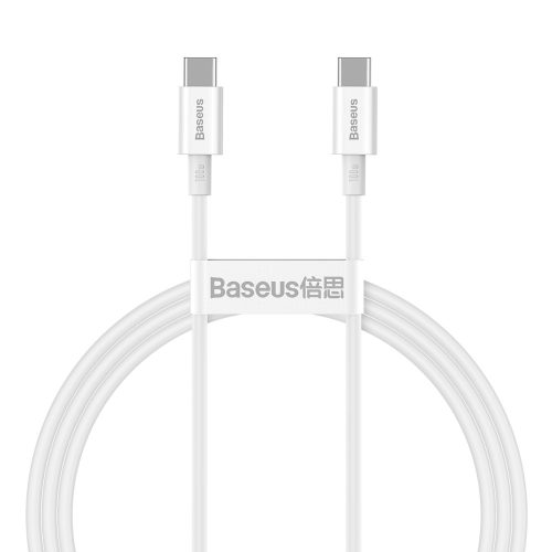 Baseus CATYS-B02 - 100W, cavo dati di ricarica rapida da USB Type-C a USB Type-C, lunghezza cavo: 1m - Bianco