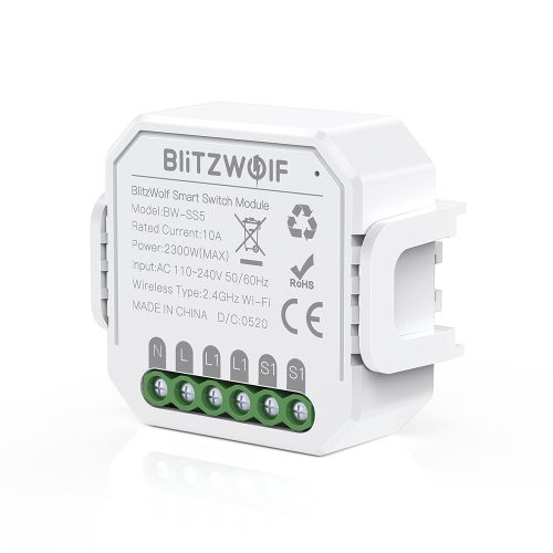 Blitzwolf® BW-SS5 - Controller SMART a 2 vie - Controllo delle applicazioni, tempistica, comando vocale. Integrazione Amazon Echo, Google Home e IFTTT