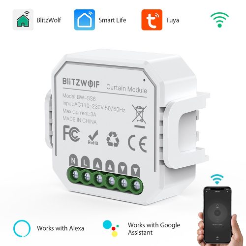 Blitzwolf® BW-SS6 Wifi Smart SMART Controller per tapparelle/tende - Controllo delle applicazioni, tempi, istruzioni vocali. Integrazione Amazon Echo, Google Home e IFTTT