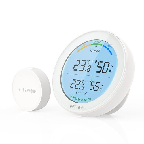 Blitzwolf® BW-WS01 - Stazione meteo wireless - sensore esterno, temperatura interna ed esterna, display umidità, funzionamento a batteria