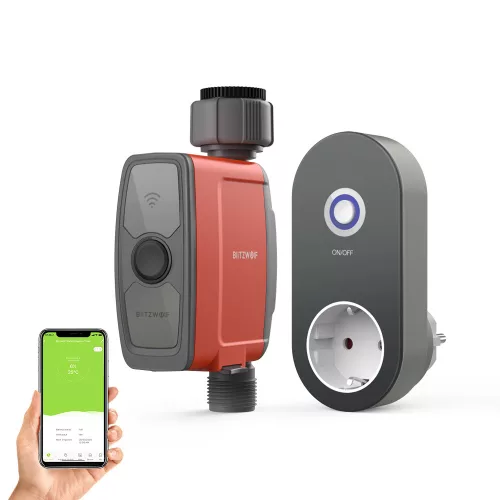 Sistema di irrigazione intelligente Blitzwolf® BW-WTR01 (mozzo + valvola) - può essere collegato a un pannello da giardino da 3/4  , controllo dell applicazione