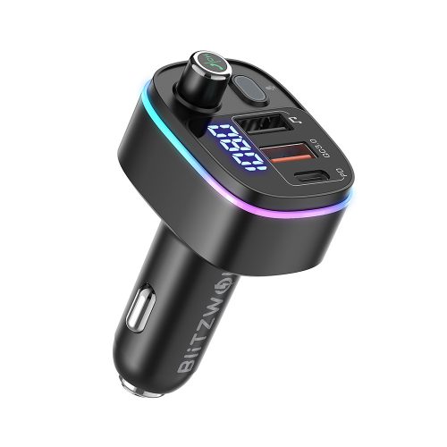 BlitzWolf® BW-BC2 - Caricabatterie USB per auto per accendisigari e trasmettitore FM