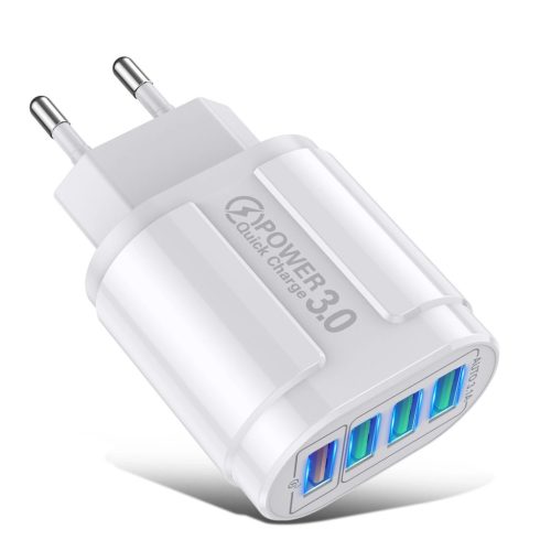 BlitzWolf® BK-385 - 4 porte USB-A, caricatore rapido da muro da 48 W - per la ricarica rapida di telefoni Android e Apple - Bianco