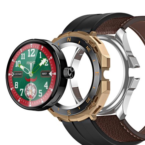 Blitzwolf® BW-AT3 Inteligentny zegarek wymienna obudowa + pasek (czarny silikon + brązowa skóra) Funkcje połączeń BT i smart