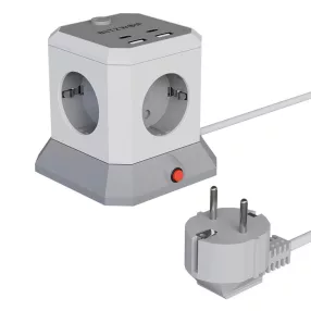   BlitzWolf® BW-EC1 - Caricabatterie da tavolo e distributore di corrente: 4 porte di ricarica 230V + 2xUSB-A e 2x USB-C