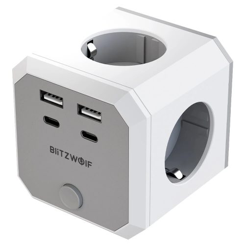 BlitzWolf® BW-EC2 - Caricabatterie e splitter USB da parete: 4 porte di ricarica 230V + 2 porte USB-A e 2 porte USB-C