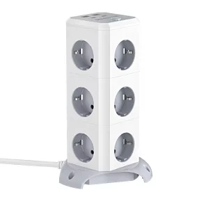   BlitzWolf® BW-EC3 - Caricabatterie USB da tavolo: 2 porte di ricarica USB-A + 2 porte di ricarica USB-C + 12 uscite da 230 volt