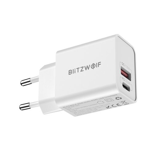 BlitzWolf® BW-S20 Caricatore rapido USB da 20 W -2 Porte (QC3.0 + PD3.0) Caricatore rapido USB - ricarica rapida, protezione multistrato