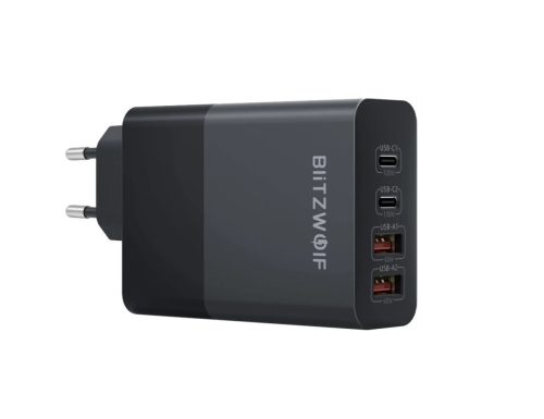 BlitzWolf® BW-S29 - Caricabatterie rapido GaN Tech da 120W - USB a 4 porte (2x USB Type-C + 2x USB-A) per Apple/Android/Windows