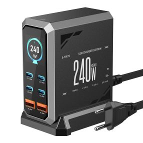   Stazione di ricarica rapida da tavolo Blitzwolf® BW-S31 240W a 6 porte (4xUSB-C+2xUSB-A) PD con display digitale