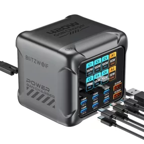   Blitzwolf® BW-S33 - Stazione di ricarica rapida da tavolo PD a 8 porte (6xUSB-C+2xUSB-A) da 420 W con display digitale