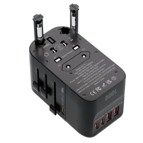   BlitzWolf® BW-TA2 - Presa da viaggio - Convertitore presa CA USA UE Regno Unito AUS + caricabatterie da 100 W (3xUSB-C + 2xUSB-A)