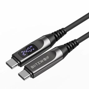   Cavo USB da Type-C a Type-C - BlitzWolf® BW-TC25 - Lunghezza 1,2 metri, display a LED, potenza di ricarica PD3.1 da 240W