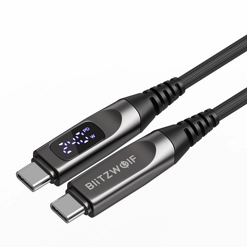 Cavo USB da Type-C a Type-C - BlitzWolf® BW-TC25 - Lunghezza 1,2 metri, display a LED, potenza di ricarica PD3.1 da 240W