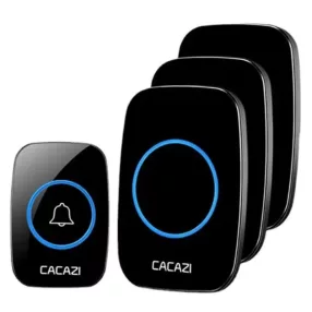  CACAZI-A10 - set campanello wireless - 3 unità interne + 1 unità esterna - portata 300 metri, volume e melodia variabili