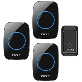   Campanello wireless autoalimentato (non necessita di batterie per l utilizzo) - CACAZI A10G - 3 unità interne, portata 120m, 38 suonerie, 3 volumi - nero