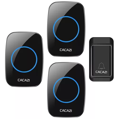 Campanello wireless autoalimentato (non necessita di batterie per l utilizzo) - CACAZI A10G - 3 unità interne, portata 120m, 38 suonerie, 3 volumi - nero