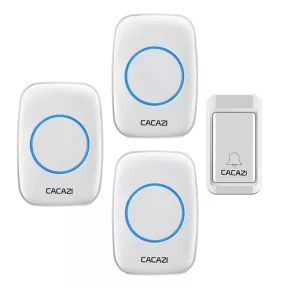   Campanello wireless autoalimentato (non necessita di batterie per l utilizzo) - CACAZI A10G - 3 unità interne, portata 120m, 38 suonerie, 3 volumi - Bianco