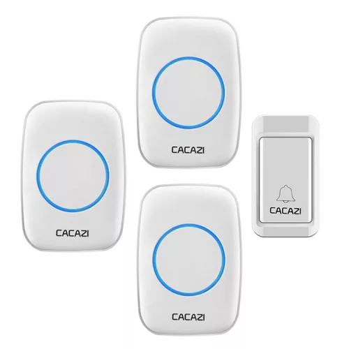 Campanello wireless autoalimentato (non necessita di batterie per l utilizzo) - CACAZI A10G - 3 unità interne, portata 120m, 38 suonerie, 3 volumi - Bianco