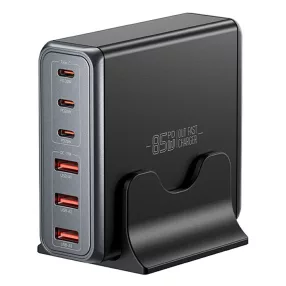   ESSAGER® DK-3C3A-85W - Caricabatterie rapido da tavolo USB da 85 Watt - 6 porte (3x Type C + 3x USB-A) per Android, Apple e Windows