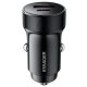 ESSAGER® ES-CC24 PD 30W - caricabatterie da auto in alluminio. 1 porta USB-A + 1 porta USB Type-C per ricarica rapida, chip intelligente - nero