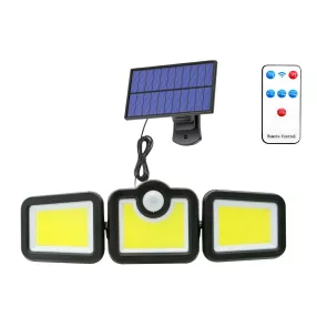   Lampada da parete a LED solare Elfeland - pannello solare separato con cavo da 5 metri, 3 teste, sensore di movimento, impermeabile