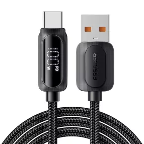  ESSAGER ES-X57 - 2 metri, USB-A - USB Type-C cavo. Display digitale, ricarica da 100 W, rivestimento in tessuto perlato