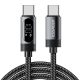 ESSAGER ES-X64 - 1 metri, Type-C - Type-C USB cavo. Display digitale, ricarica da 100 W, rivestimento in tessuto perlato
