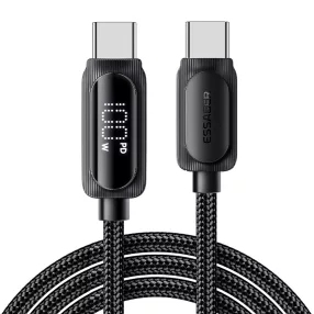   ESSAGER ES-X57 - 2 metri, USB Type-C - USB Type-C cavo. Display digitale, ricarica da 100 W, rivestimento in tessuto perlato