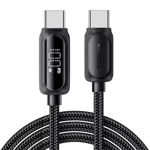 ESSAGER ES-X57 - 2 metri, USB Type-C - USB Type-C cavo. Display digitale, ricarica da 100 W, rivestimento in tessuto perlato
