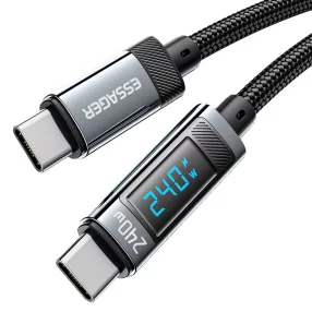   ESSAGER ES-X47 - 1 metri, Type-C - Type-C USB cavo. Display digitale, ricarica da 240 W, rivestimento in tessuto perlato