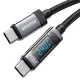 ESSAGER ES-X47 - 2 metri, Type-C - Type-C USB cavo. Display digitale, ricarica da 240 W, rivestimento in tessuto perlato