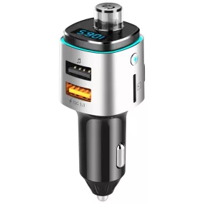   HiGi® - BC42 Trasmettitore FM bluetooth V5.0 per auto e caricatore rapido USB per auto