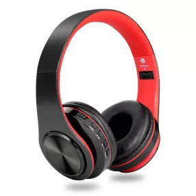   HiGi D-422 - Cuffie Bluetooth 5.0 - 10 ore di autonomia, altoparlante da 40 mm, microfono integrato, connessione BT + 3.5 Jack - nero e rosso