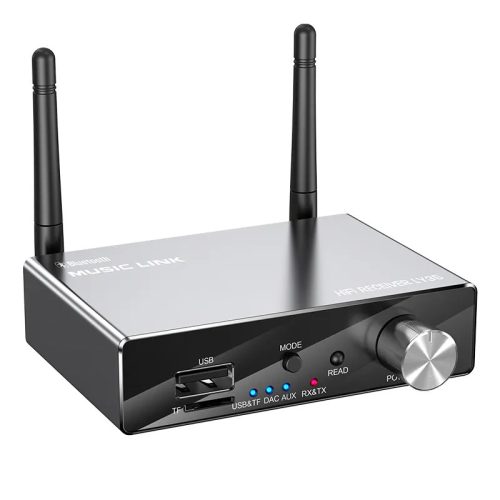 HiGi® LY35 - Ricevitore e trasmettitore Bluetooth V5.3 in uno, alloggiamento in metallo, con telecomando - portata 30 m, 6 in 1