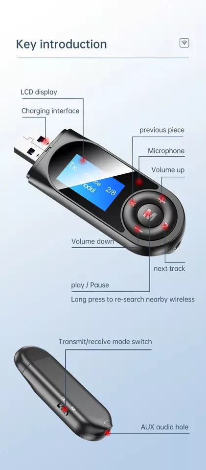 Ricevitore Bluetooth USB 5.0 Per Auto E Amplificatori – Adattatore Wireless Per Audio, Subwoofer E Multimedia (20-50m Range)