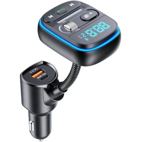   HiGi® - T77 Trasmettitore FM bluetooth V5.0 per auto e caricatore rapido USB per auto