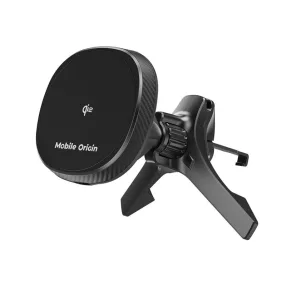   Mobile Origin® CA15 - Caricabatterie wireless MagSafe da 15 W per auto + supporto per telefono. Griglia di ventilazione piatta montabile.