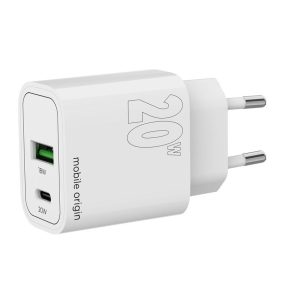   Mobile Origin® MO12 - Caricabatterie da muro GaN da PD20W, 1xUSB-A + 1xUSB-C