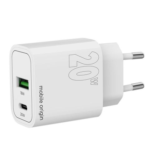 Mobile Origin® MO12 - Caricabatterie da muro GaN da PD20W, 1xUSB-A + 1xUSB-C