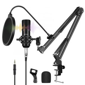   Puluz PU612B - Set microfono professionale a condensatore da studio (9 parti)