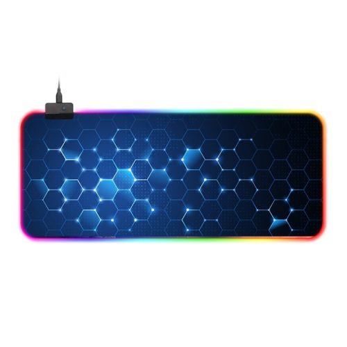 Tappetino per mouse impermeabile illuminato RGB - con 14 diversi effetti di luce, dimensioni: 800 x 300 x 4 mm (nido d'ape)
