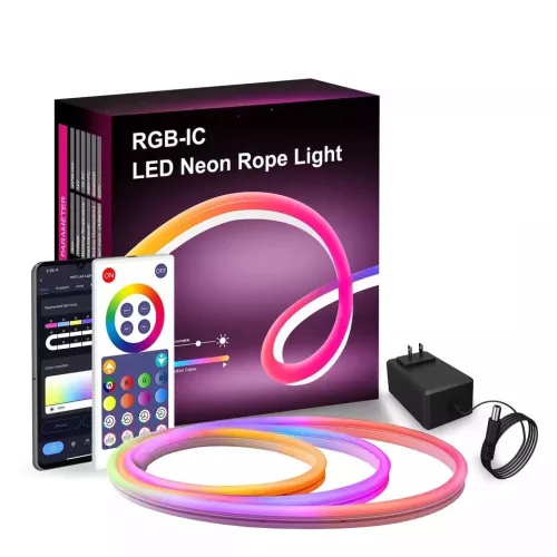 RSH® LD05 - SMART, striscia neon LED RGB - 5 metri, controllo: app e telecomando, 16 milioni di colori, 4 modalità di illuminazione