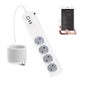   RSH® WT012-EU - Multipresa intelligente SMART: 4 prese controllabili separatamente + 2 caricabatterie USB. Protezione da sovratensioni