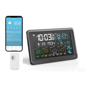  RSH® Weather01 WiFi - Stazione meteorologica intelligente. Visualizzazione temperatura, umidità, previsioni meteo per 5 giorni, indice UV, sveglia, ecc...
